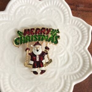 Merry Christmas Jewelry Santa Claus On The Swing Brooch Holiday Accessories
